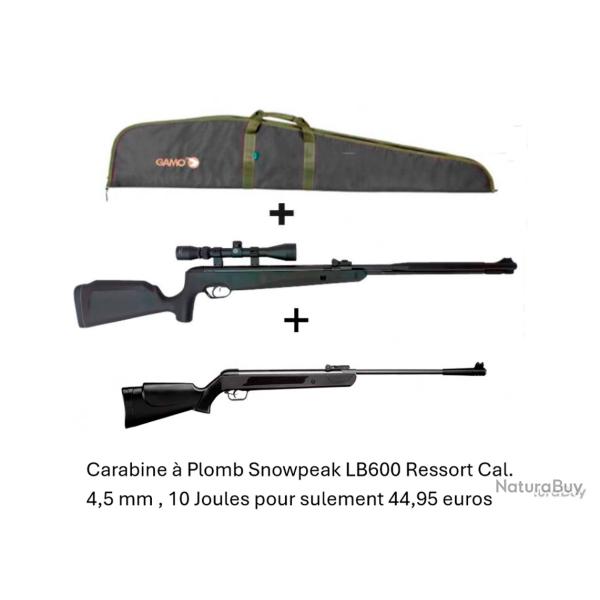 PACK COMBIN !P-C Carabine Snowpeak SU1200S Canon Fixe C. 4,5 mm 19,9 j.+ Carabine Snow.LB600 4,5 mm