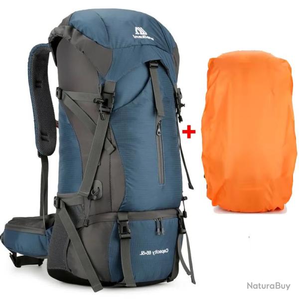 SAC � DOS 70 LITRES + HOUSSE DE PLUIE - BLEU - LIVRAISON GRATUITE