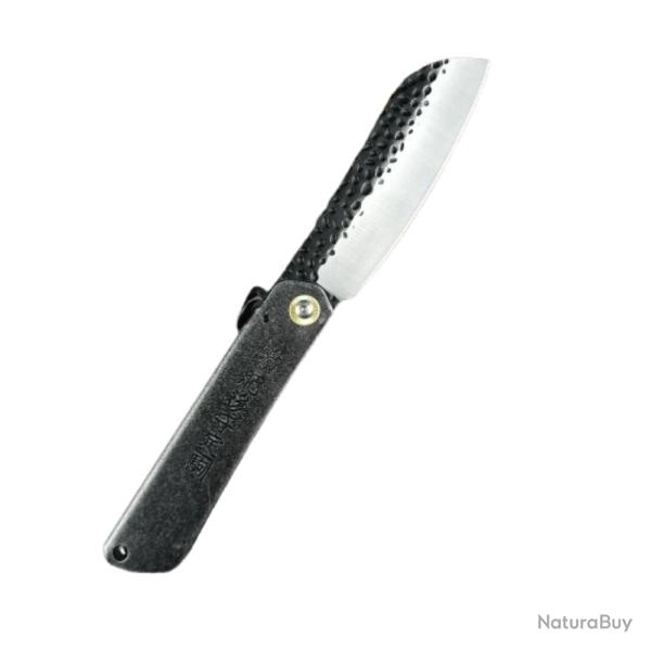 Couteau Pliant Japonais Higonokami Noir - Lame Acier Inoxydable 7Cr13Mov, Manche Acier, �tui Inclus