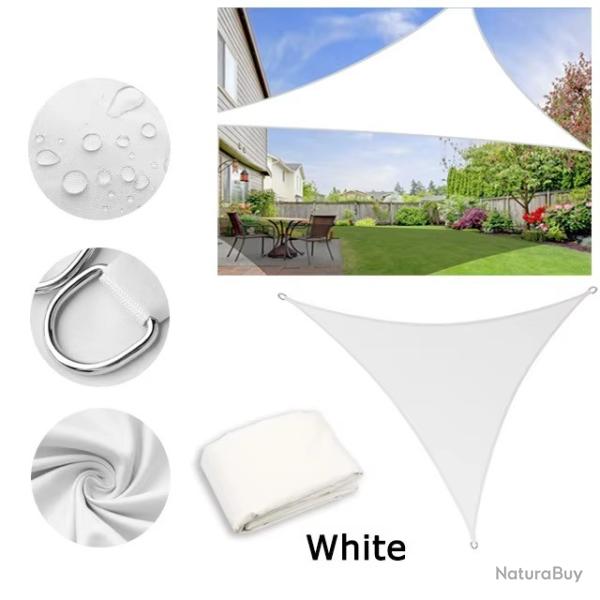 BACHE TOILE TRIANGLE 2x2x2M BLANC PROTECTION TERRASSE SOLEIL ETANCHE AUVENT JARDIN EXTERIEUR