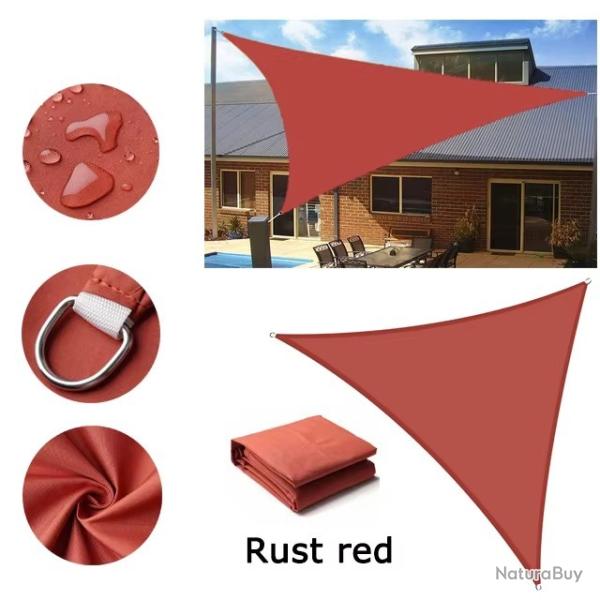 BACHE TOILE TRIANGLE ROUGE OCRE 2x2x2M PROTECTION TERRASSE SOLEIL ETANCHE AUVENT JARDIN EXTERIEUR
