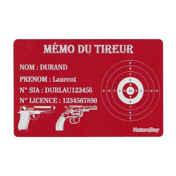 M�mo tireur sportif FFT rouge en aluminium grav� au laser (Recto)