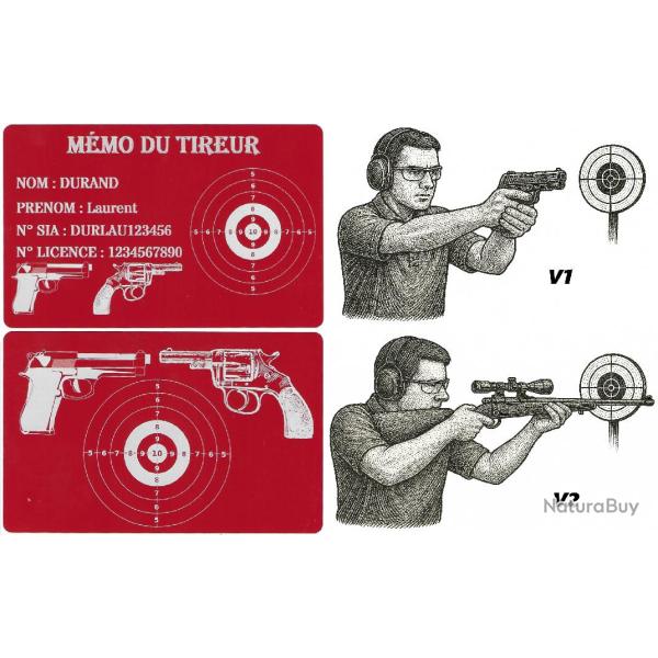 M�mo tireur sportif FFT rouge en aluminium grav� au laser (Recto / Verso)