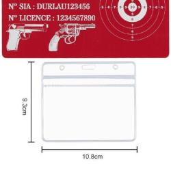 M&eacute;mo tireur sportif FFT rouge en aluminium grav&eacute; au laser (Recto) + Porte badge tour de cou
