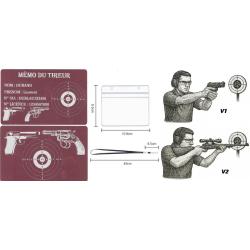 M&eacute;mo tireur sportif FFT rose en aluminium grav&eacute; au laser (Recto / Verso) + Porte badge tour de cou