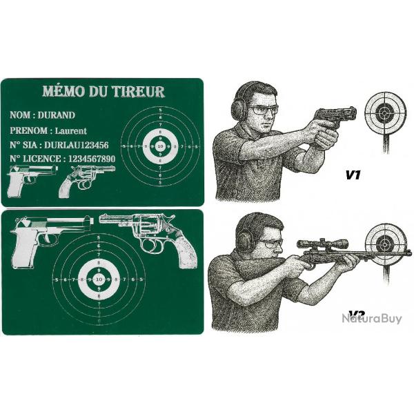 M�mo tireur sportif FFT vert en aluminium grav� au laser (Recto / Verso)