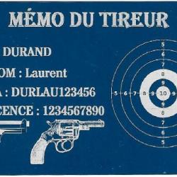 M&eacute;mo tireur sportif FFT bleu en aluminium grav&eacute; au laser (Recto)