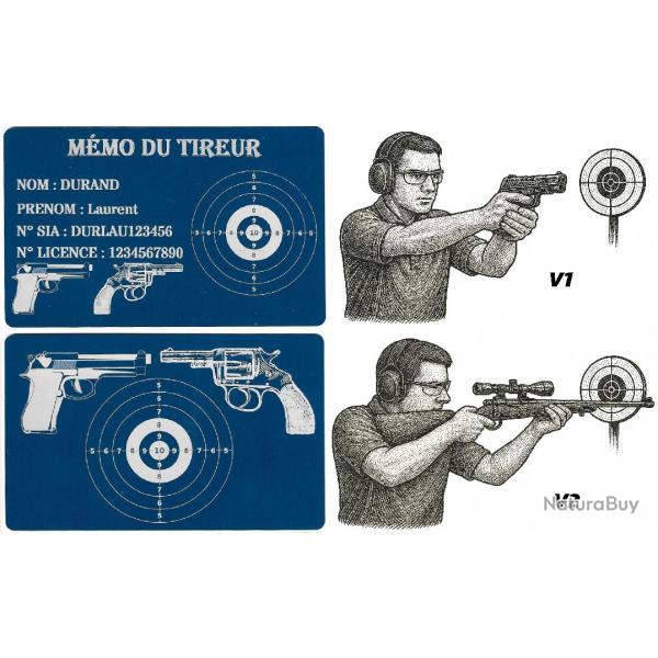 M�mo tireur sportif FFT bleu en aluminium grav� au laser (Recto / Verso)