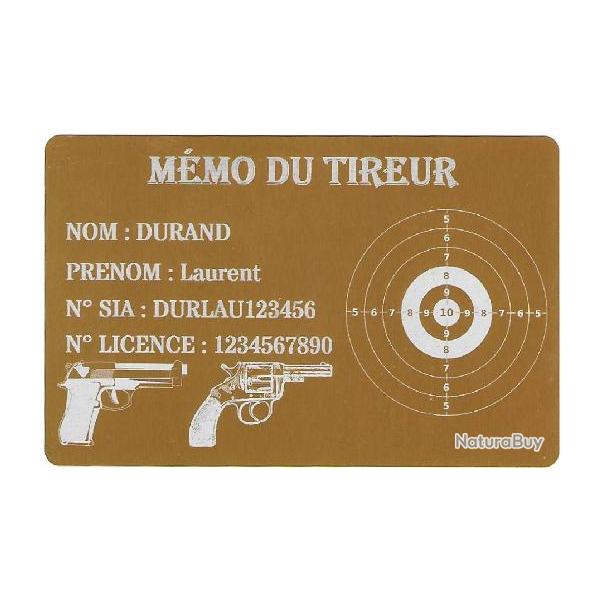 M�mo tireur sportif FFT dor� en aluminium grav� au laser (Recto)