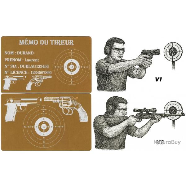 M�mo tireur sportif FFT dor� en aluminium grav� au laser (Recto / Verso)