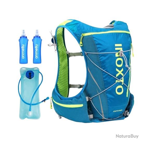 Sac  Dos Hydratation 5,5L Ultra-Lger Respirant Rflchissant Gilet Running Trail 6 Poches Bleu