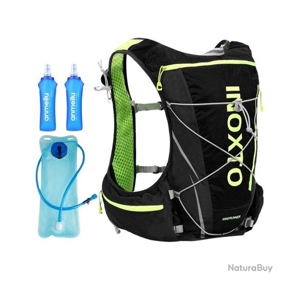 Sac  Dos Hydratation 5,5L Ultra-Lger Respirant Rflchissant Gilet Running Trail 6 Poches Noir