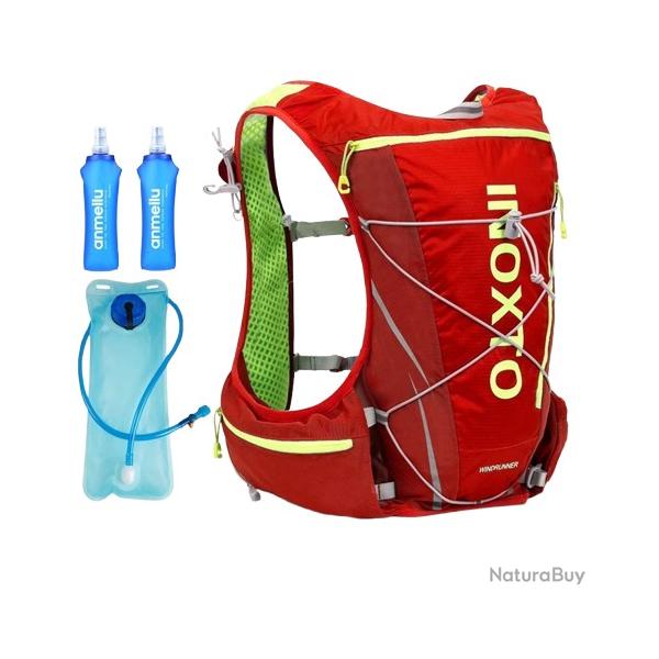 Sac  Dos Hydratation 5,5L Ultra-Lger Respirant Rflchissant Gilet Running Trail 6 Poches Rouge