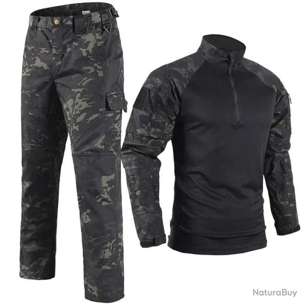 Tenue Battle Core Tactical pantalon + chemise de combat Multicam noir