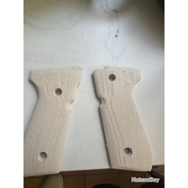 Plaquette poign�e  berreta 92 fs beige en fibre de bois et polym�re