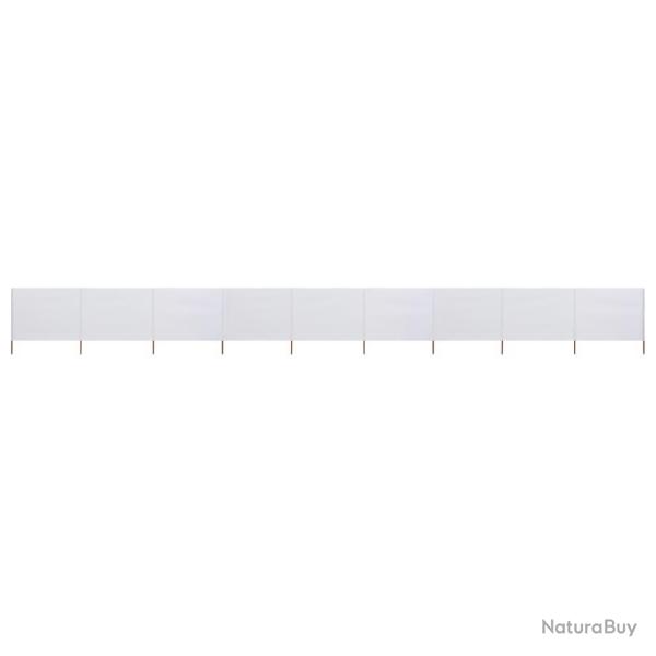 Paravent 9 panneaux Tissu 1200 x 160 cm Blanc sable