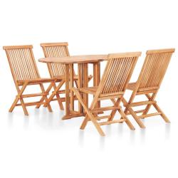 Ensemble &agrave; manger d'ext&eacute;rieur pliable 5 pcs Bois solide de teck