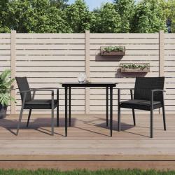 Ensemble &agrave; manger de jardin 3 pcs coussins r&eacute;sine tress&eacute;e acier
