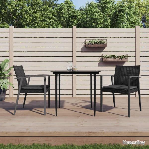 Ensemble � manger de jardin 3 pcs coussins r�sine tress�e acier