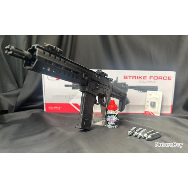 PACK LASER PR�T A TIRER CARABINE UX STRIKE FORCE CO2 CAL BB/4.5MM 5J SEMI/FULL AUTO