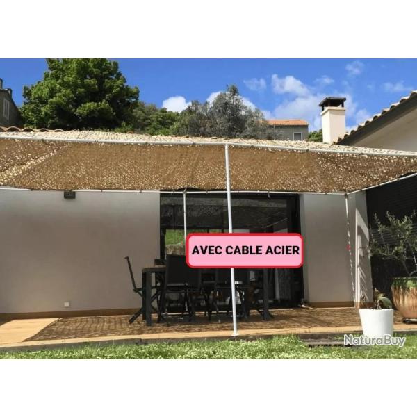Filet de camouflage renforc� Bartavel (C�ble Acier) - 80% d'ombrage - Sable 3x6m Sable