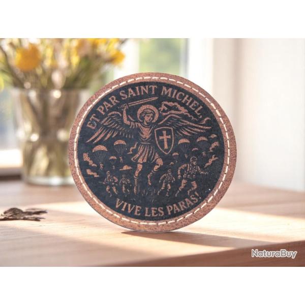 Patch militaire en cuir pu parachutiste Archange Saint-Michel - saint patron des paras