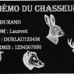 M&eacute;mo Chasseur en aluminium grav&eacute; au laser (Recto)