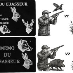 M&eacute;mo Chasseur en aluminium grav&eacute; au laser (Recto / Verso)