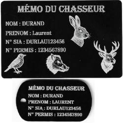 M&eacute;mo Chasseur + Port&eacute; cl&eacute; TAG militaire en aluminium grav&eacute; au laser (Recto)