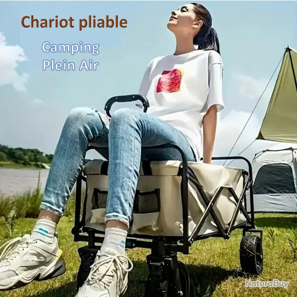 Chariot de transport pliable Multifonctionnel Robuste avec Roues Tout-Terrain