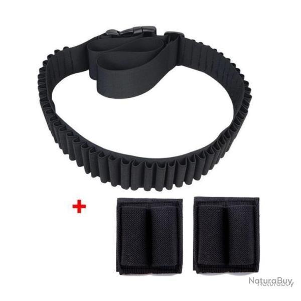 CARTOUCHIRE 50 EMPLACEMENTS + 2 PATCHS PORTE MUNITIONS - NOIR - LIVRAISON GRATUITE
