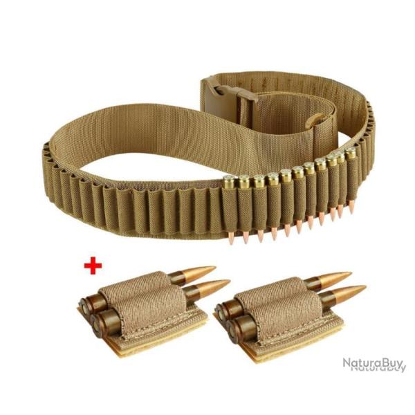 CARTOUCHIRE 50 EMPLACEMENTS + 2 PATCHS PORTE MUNITIONS - KAKI - LIVRAISON GRATUITE
