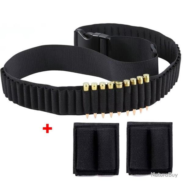 CARTOUCHI�RE 50 EMPLACEMENTS + 2 PATCHS PORTE MUNITIONS - NOIR - LIVRAISON GRATUITE