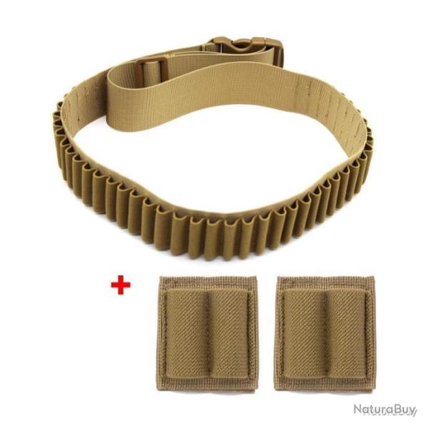 CARTOUCHI�RE 50 EMPLACEMENTS + 2 PATCHS PORTE MUNITIONS - KAKI - LIVRAISON GRATUITE
