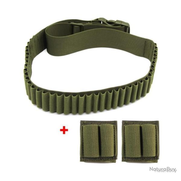 CARTOUCHIRE 50 EMPLACEMENTS + 2 PATCHS PORTE MUNITIONS - VERT - LIVRAISON GRATUITE