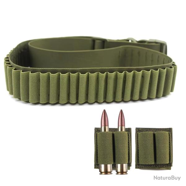 CARTOUCHI�RE 50 EMPLACEMENTS + 2 PATCHS PORTE MUNITIONS - VERT - LIVRAISON GRATUITE