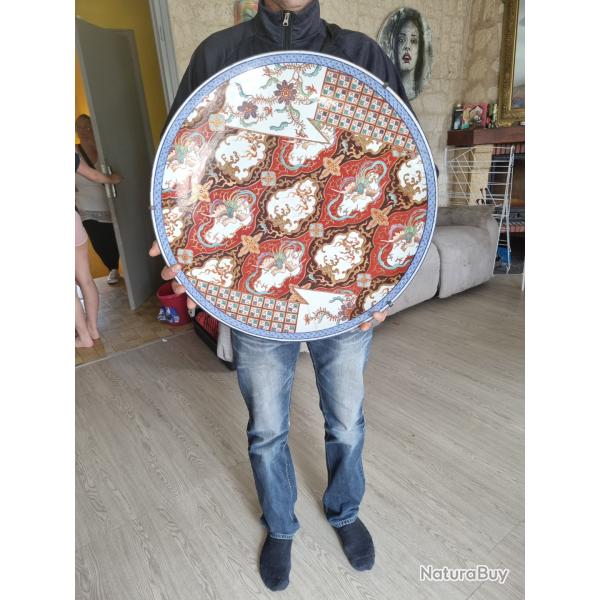 Ennorme plat porcelaine imari japon meiji sign� 60 cm