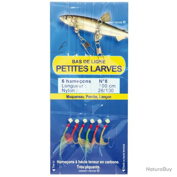 Bas de ligne FLASHMER Petites larves 1m n�8 sur � 0.26mm