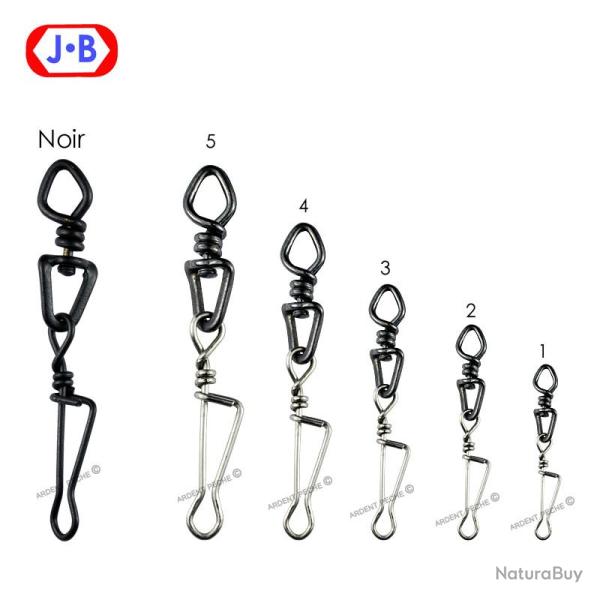 Emerillon JB � attache n�4 (36mm) noirs