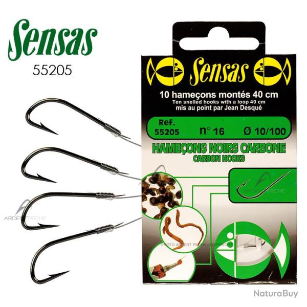 Hame�on coup SENSAS Mont�s noir carbone � 0.10mm H16