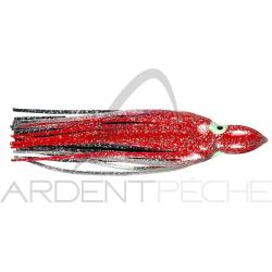 Leurre souple FLASHMER octopus rouge paillet&eacute; 17cm