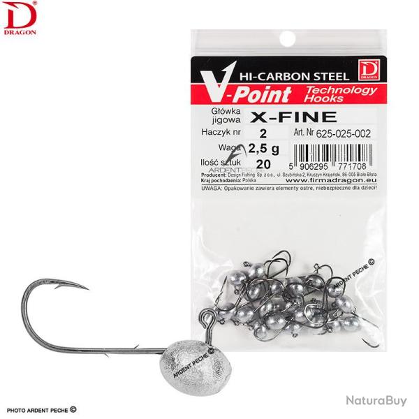 T�te plomb�e DRAGON V-Point X Fine x20 H2 5.5g