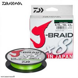 Tresse DAIWA J Braid X8 chartreuse 150m &Oslash; 0.06mm (PE0.6)