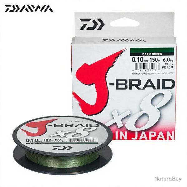 Tresse DAIWA J Braid X8 verte 150m � 0.06mm (PE0.6)