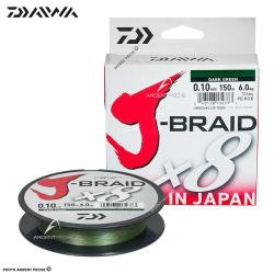 Tresse DAIWA J Braid X8 verte 150m &Oslash; 0.28mm (PE4)