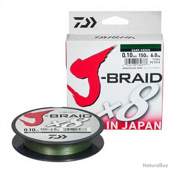 Tresse DAIWA J Braid X8 verte 300m � 0.13mm (PE1)