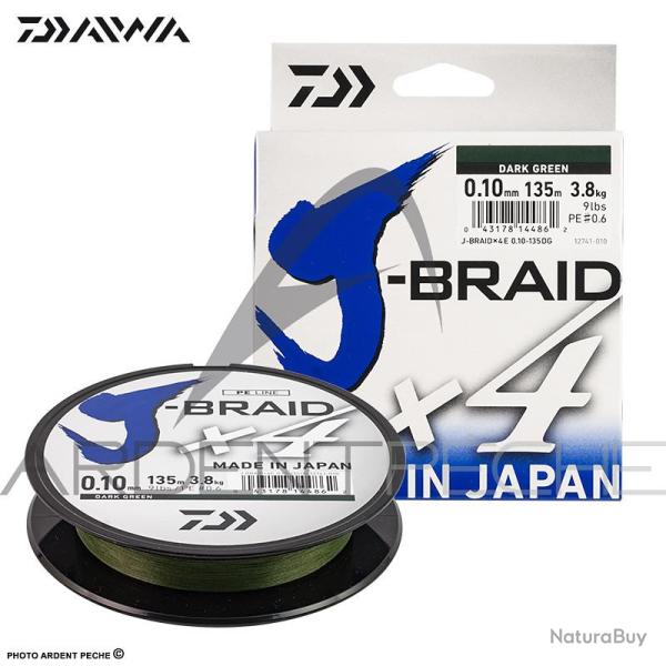 Tresse DAIWA J Braid X4 verte 135m � 0.17mm (PE1.5)