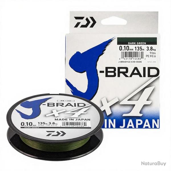 Tresse DAIWA J Braid X4 verte 135m � 0.33mm (PE5)