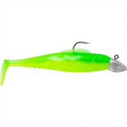 Leurre souple POWERLINE BJ Shad mont&eacute; 4&acute; 15g Vert / Ventre jaune