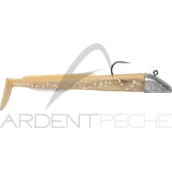 Leurre souple POWERLINE Sand eel mont&eacute; 13cm 35g Marron pale/Ventre translucide paillet&eacute;